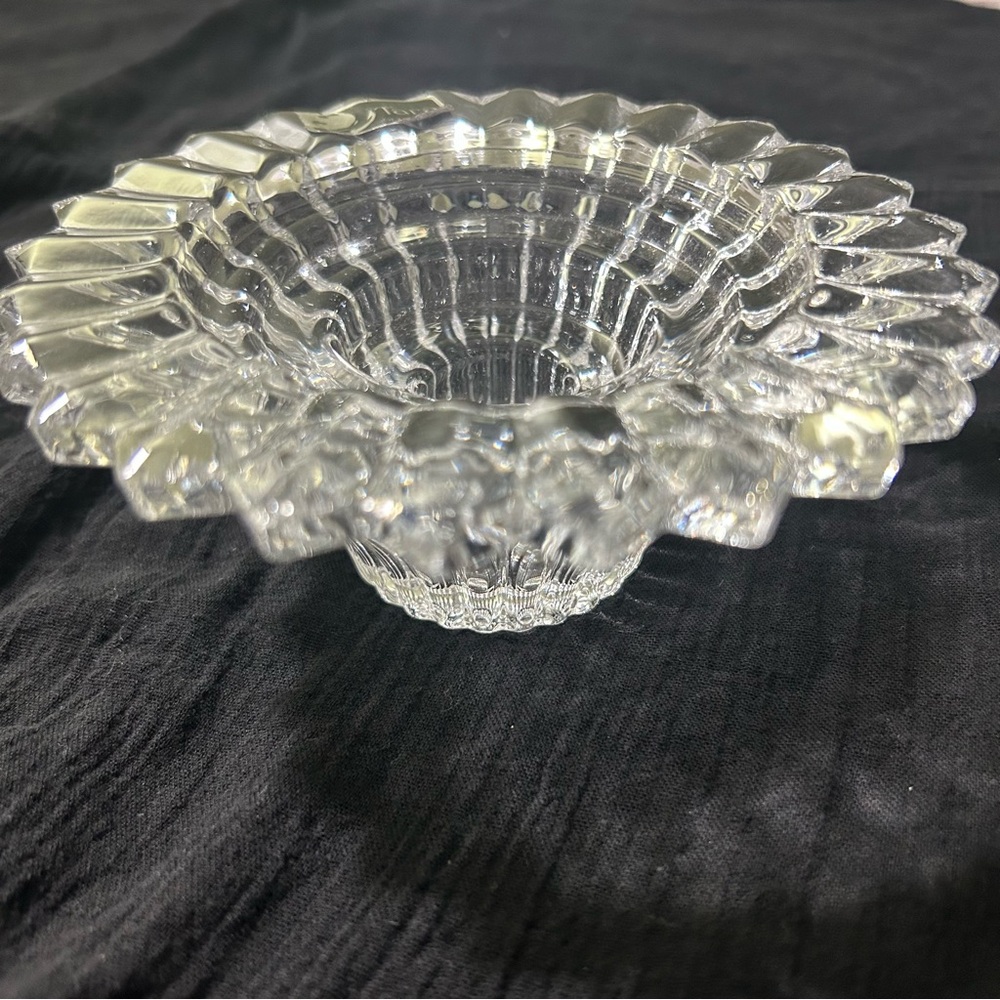 Silver Scalloped Glass Candle Holder